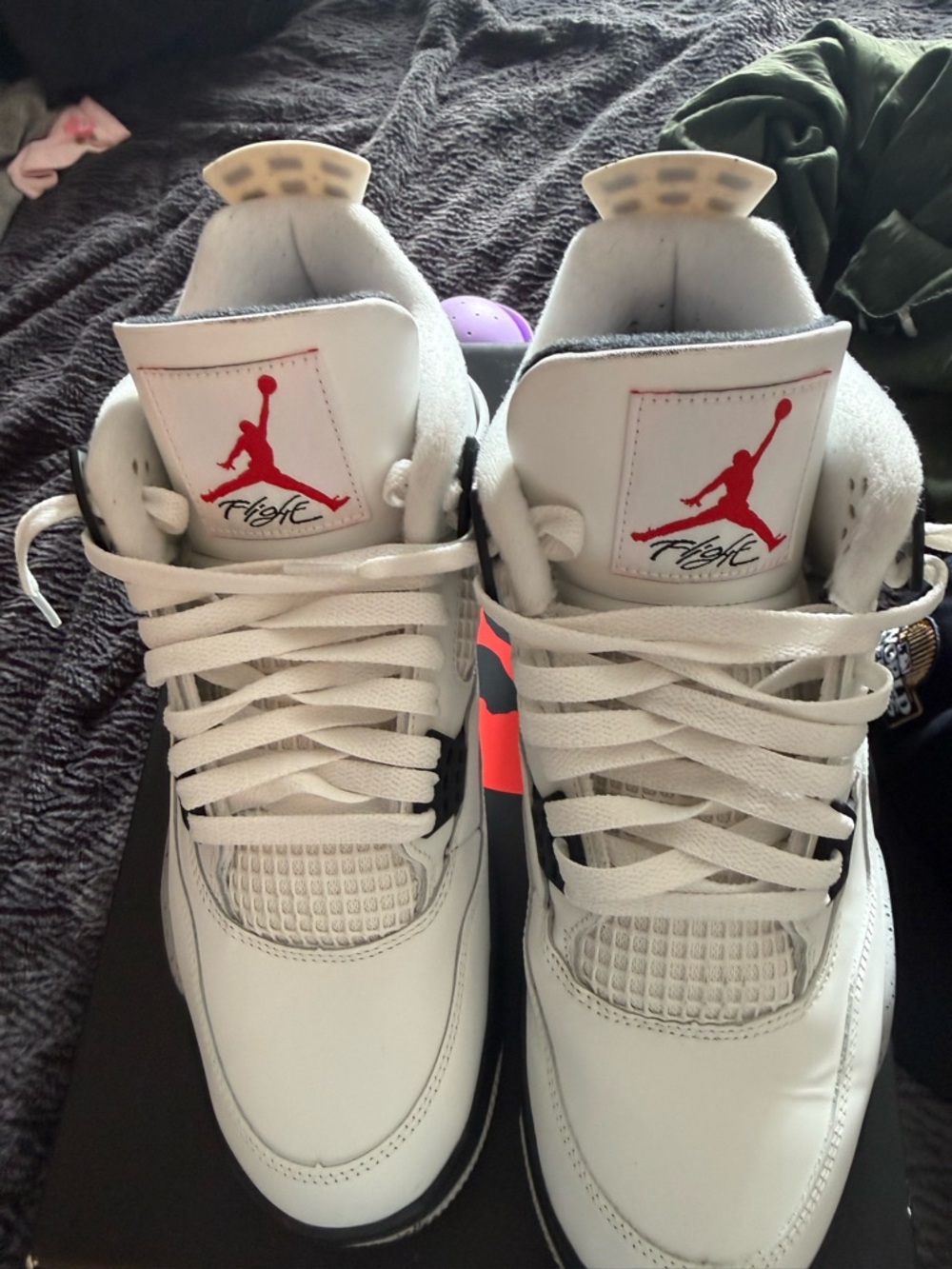 Jordan Men's White Black Red Flight Sneakers